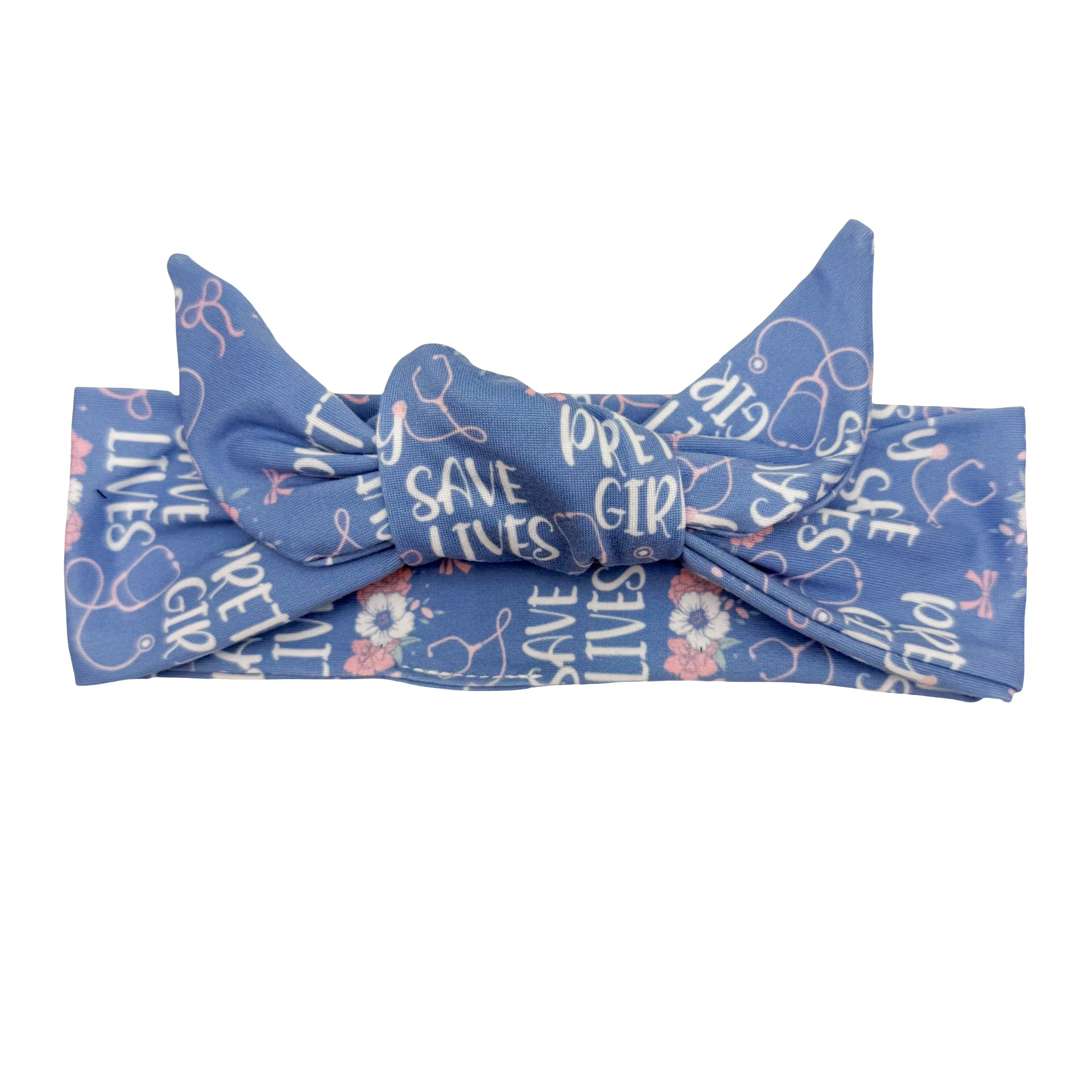 Pretty Girls Save Lives - Blue Adjustable Tie Headband