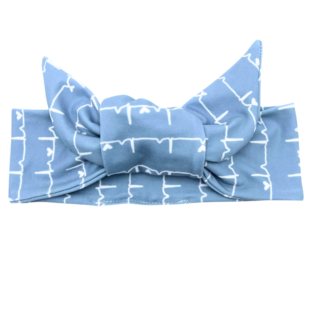 Heartbeat - Powder Blue Adjustable Tie Headband