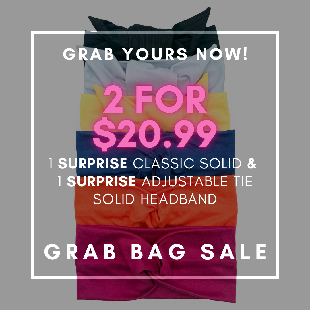 GRAB BAG SALE - 1 ADJUSTABLE TIE AND 1 CLASSIC SOLID SURPRISE HEADBANDS