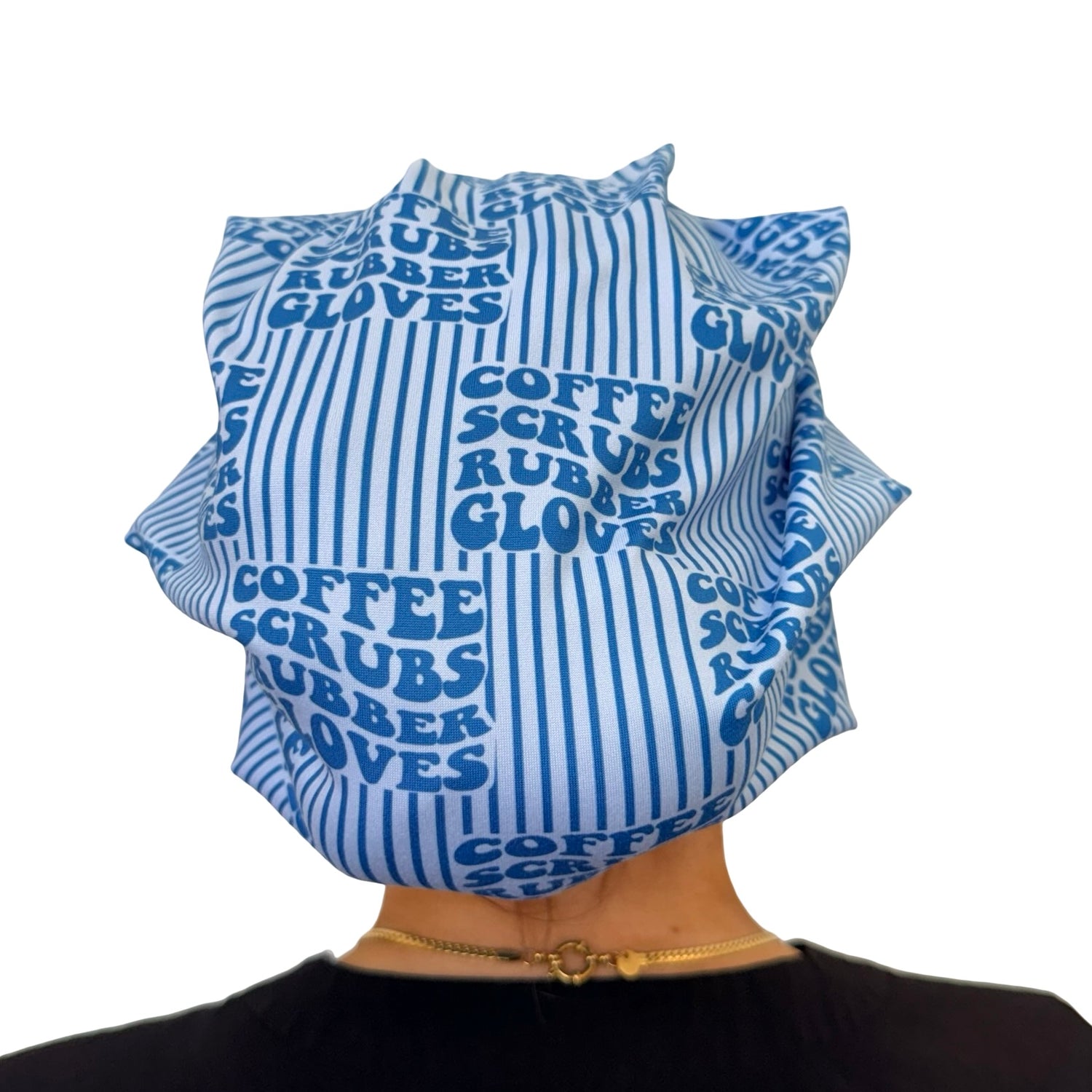 Coffee Scrubs Rubber Gloves - Blue Soft Scrub Cap