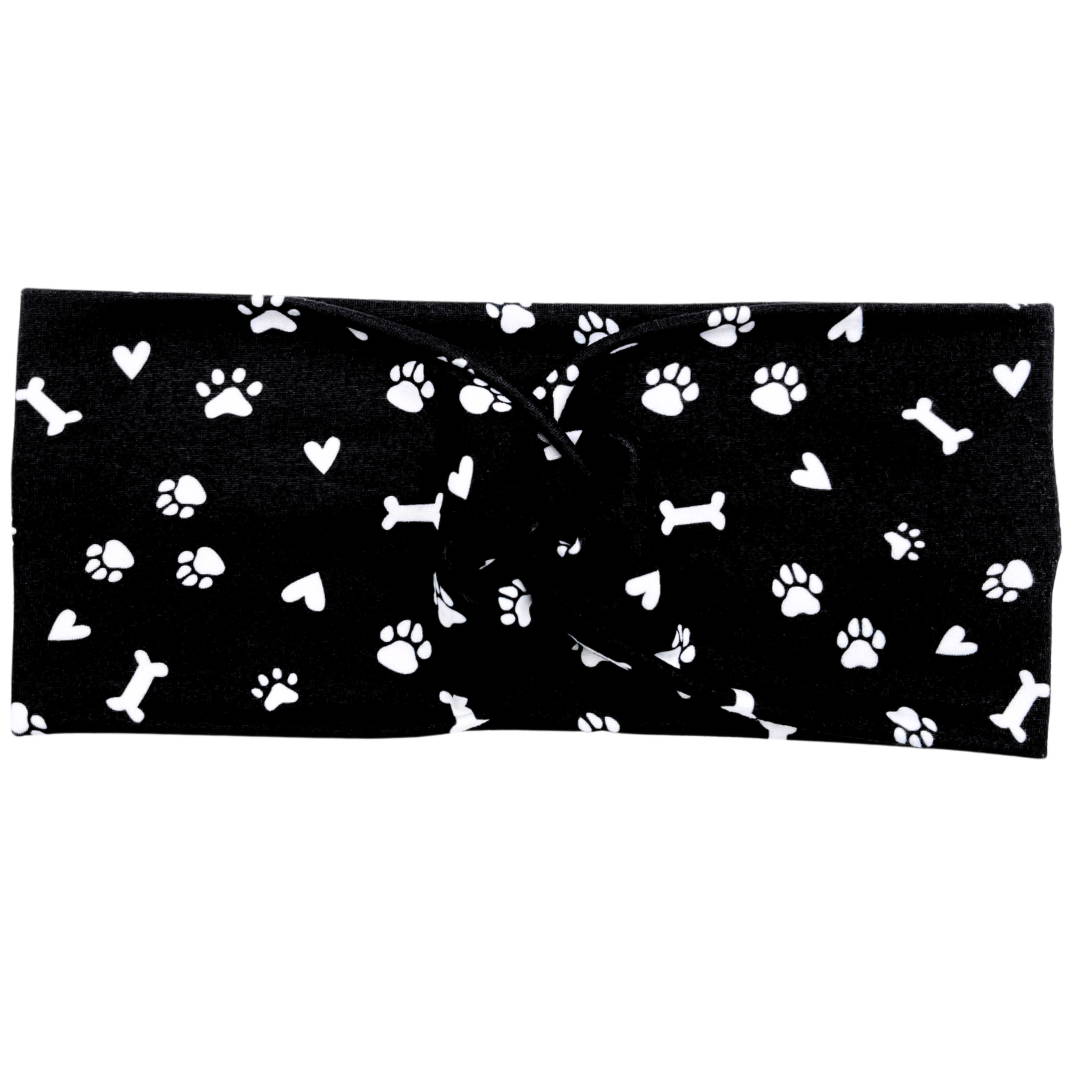 Pet Paws, Bones, &amp; Hearts Black Headband