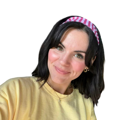 Pink Cherry Stripes Athletic Headband
