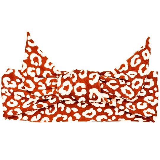 Leopard - Burnt Orange Adjustable Tie Headband