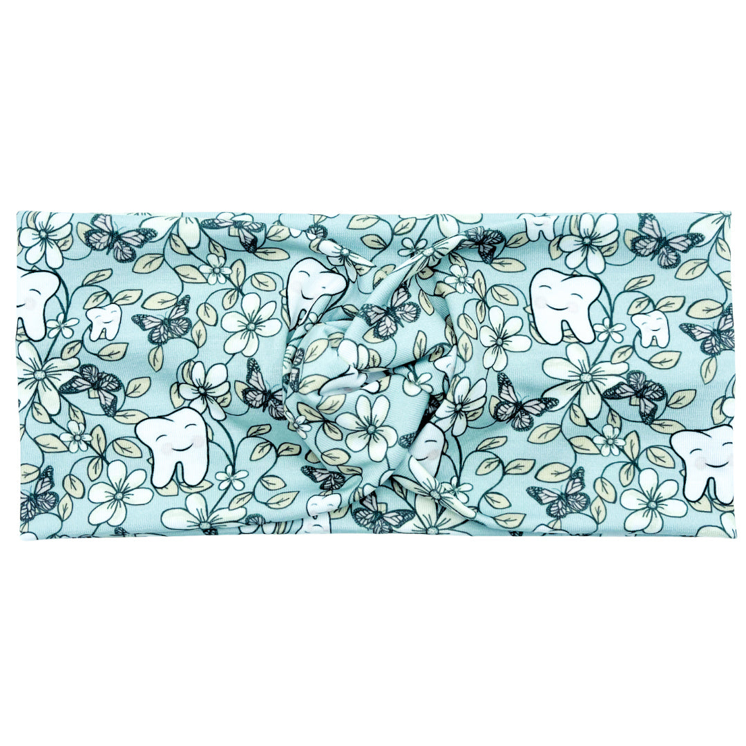 Floral Teeth - Light Olive Green Headband