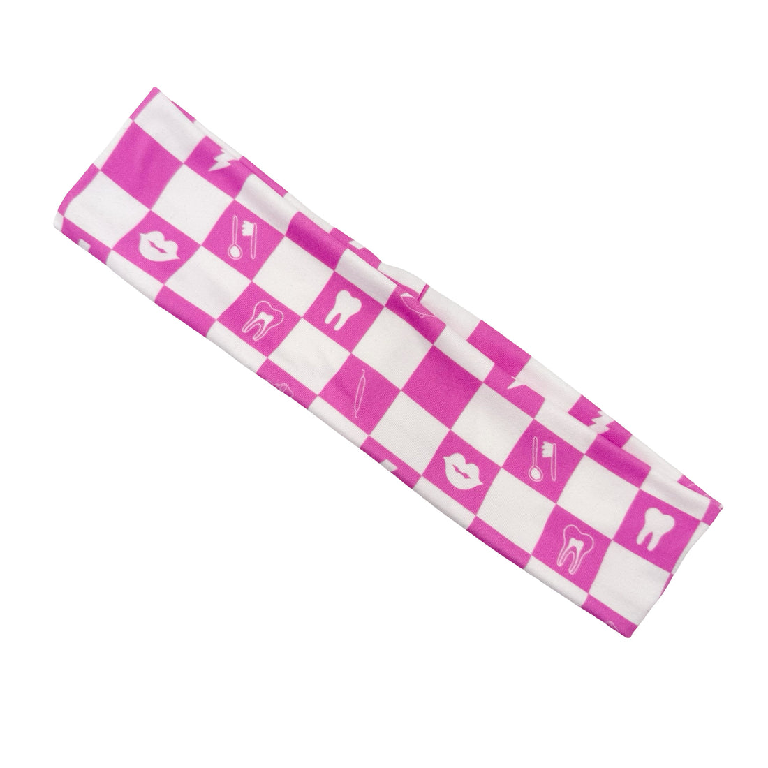 Pink Dental Checkered - Pink Athletic Headband
