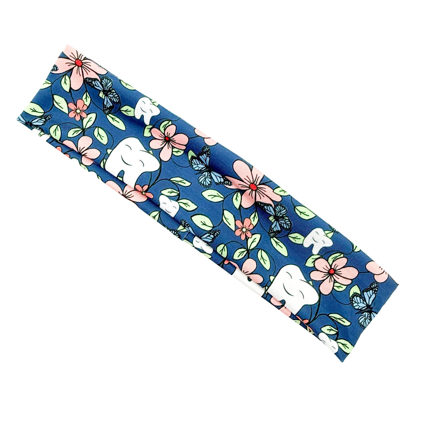 Floral Teeth - Dark Blue Athletic Headband