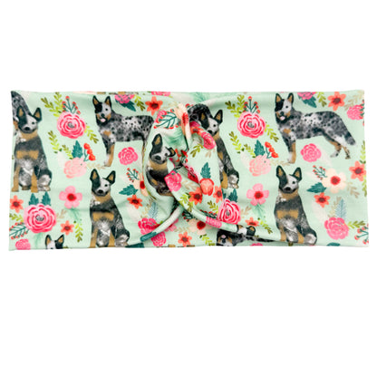 Floral Blue Heelers Headband