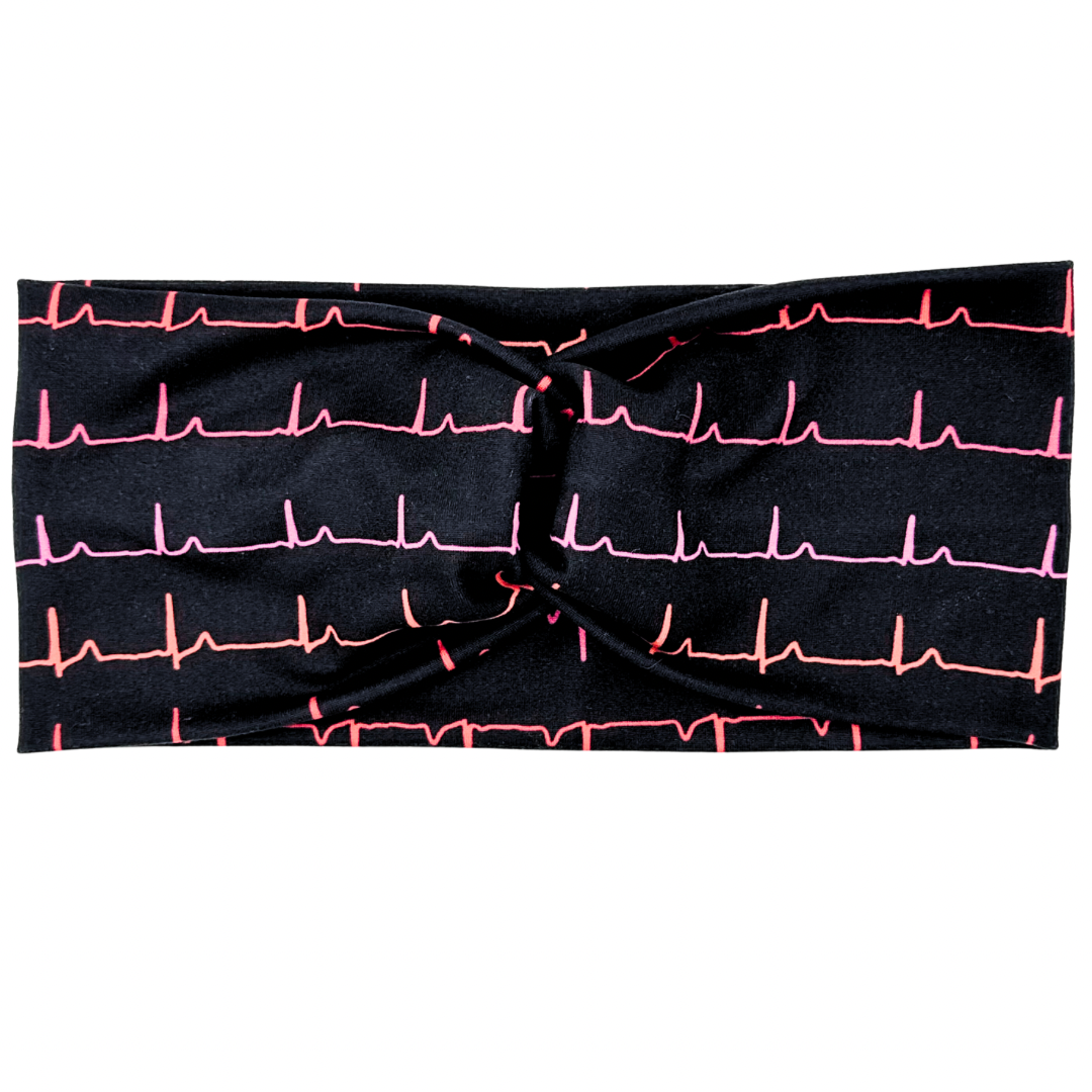 Pink Heartbeats - Black Headband