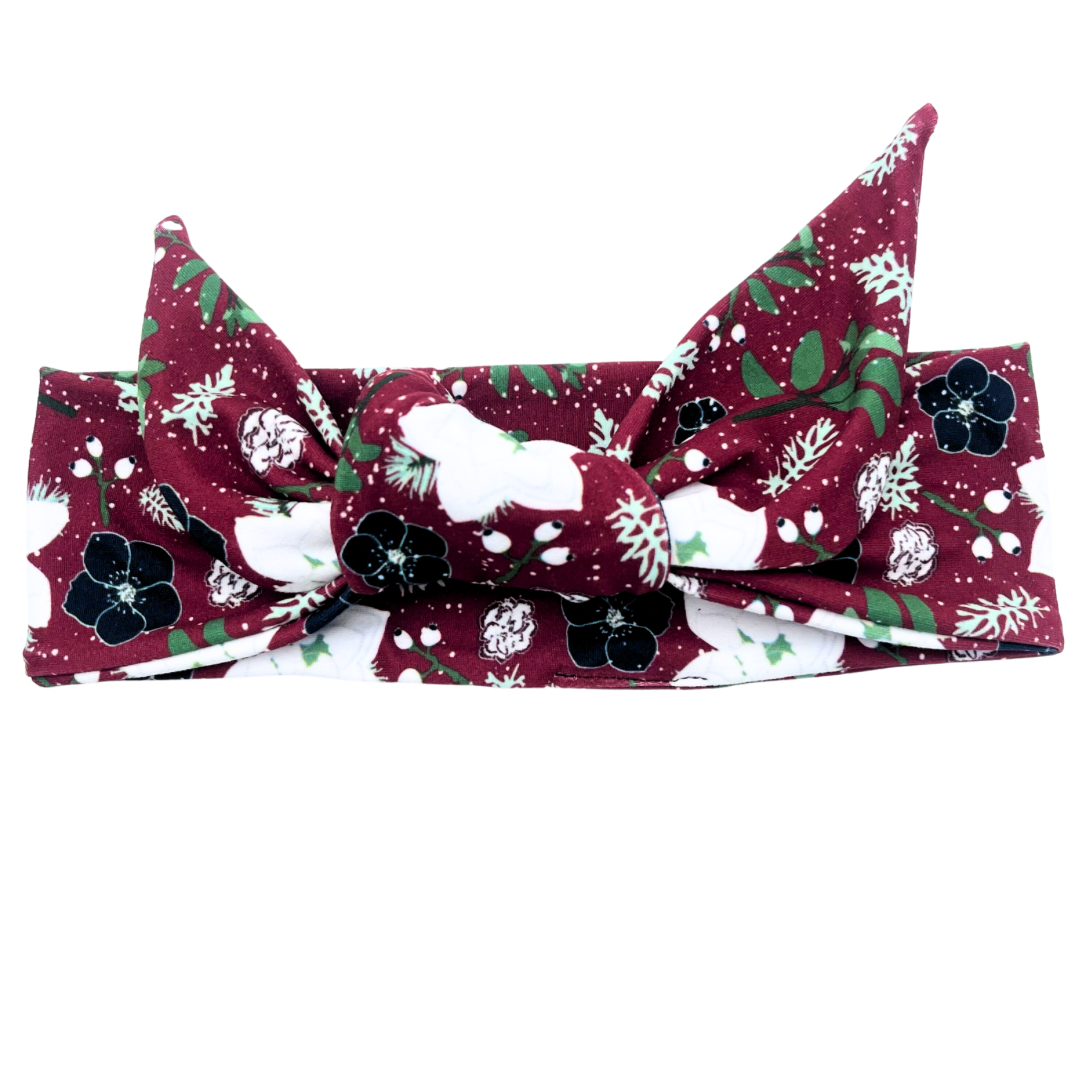Christmas Poinsettia Adjustable Tie Headband