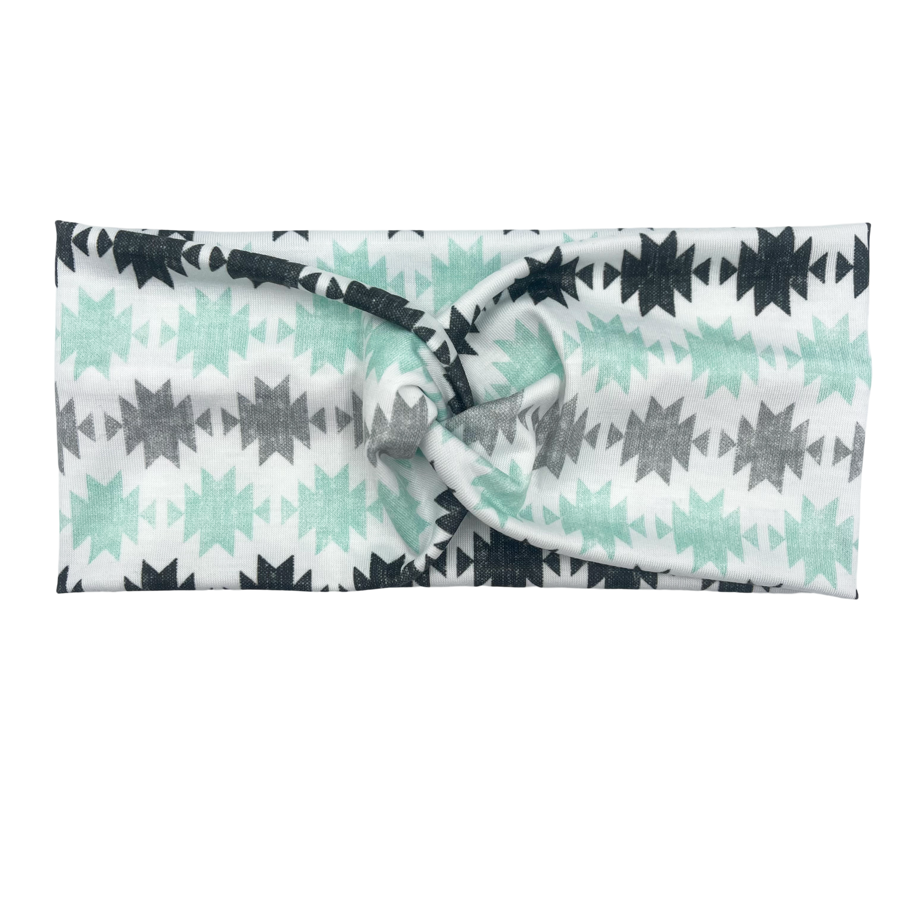 Teal, Gray, &amp; Black Aztec Headband