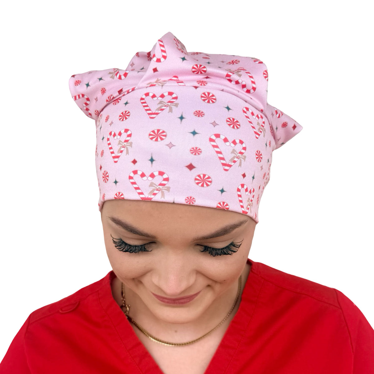 Christmas Hearts Soft Scrub Cap