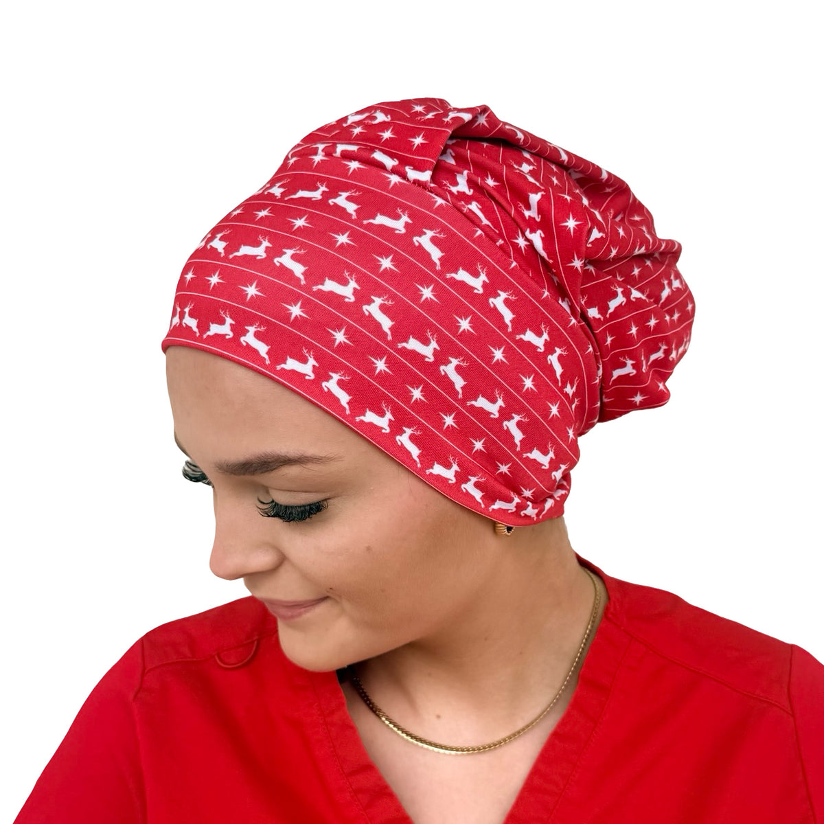 Cozy Christmas Red Soft Scrub Cap