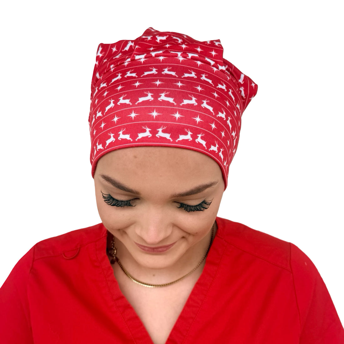 Cozy Christmas Red Soft Scrub Cap