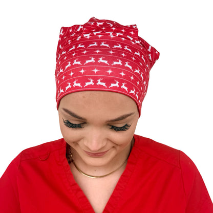 Cozy Christmas Red Soft Scrub Cap