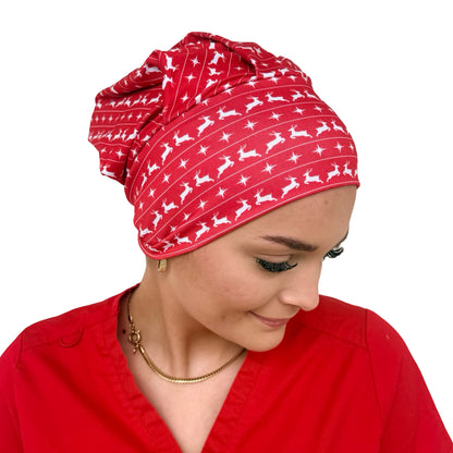 Cozy Christmas Red Soft Scrub Cap