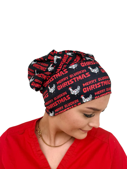 Merry Cluckin Christmas Soft Scrub Cap