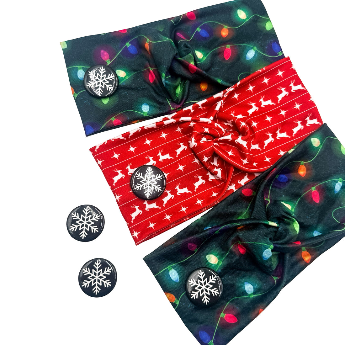 Snowflake Black Magnetic Buttons