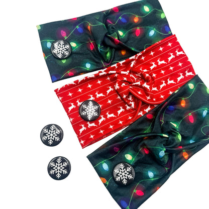 Snowflake Black Magnetic Buttons
