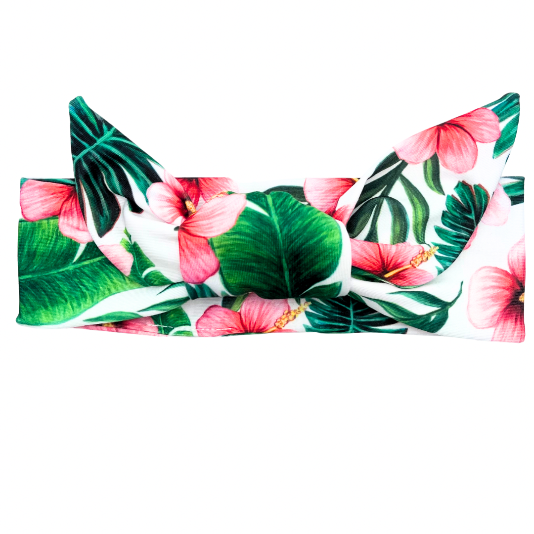 Tropical Floral Adjustable Tie Headband