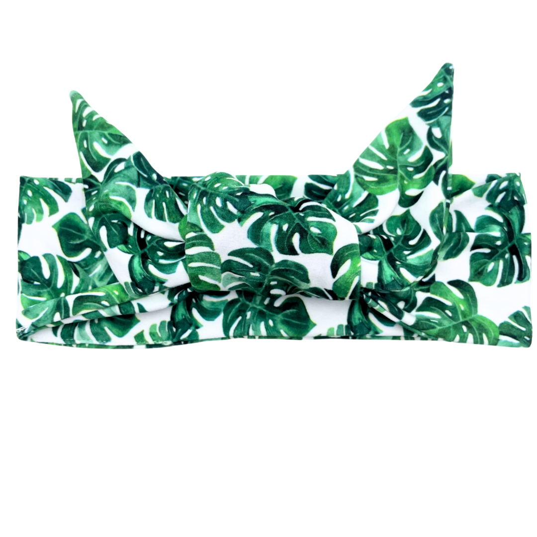 Tropical Leaves Adjustable Tie Headband