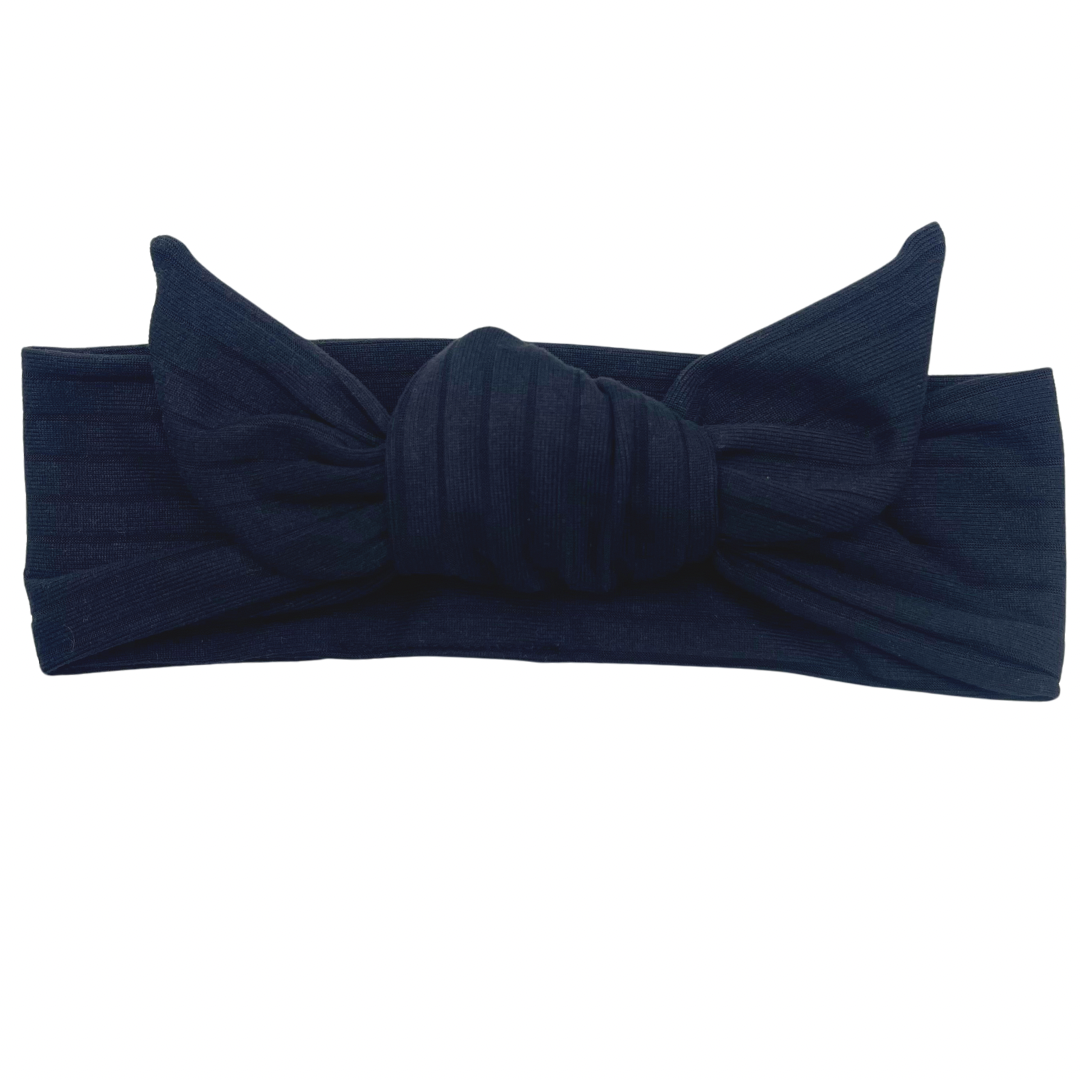 Ribbed Pitch Black Adjustable Tie Headband