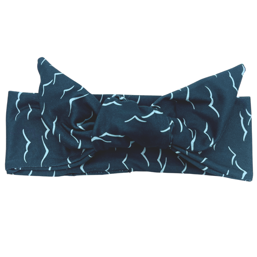 Ocean Waves - Navy Adjustable Tie Headband