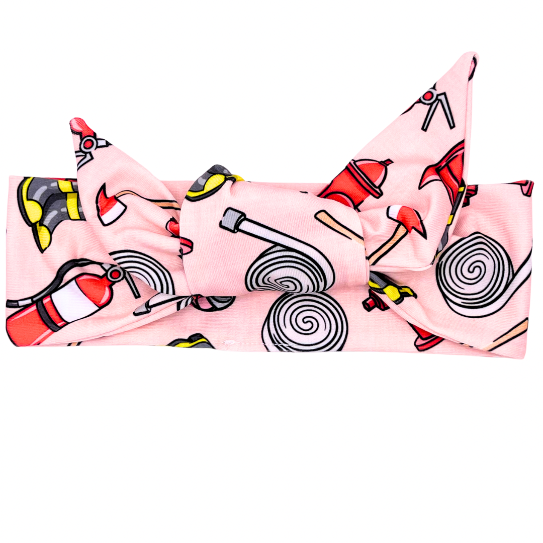 FireFighter - Pink Adjustable Tie Headband
