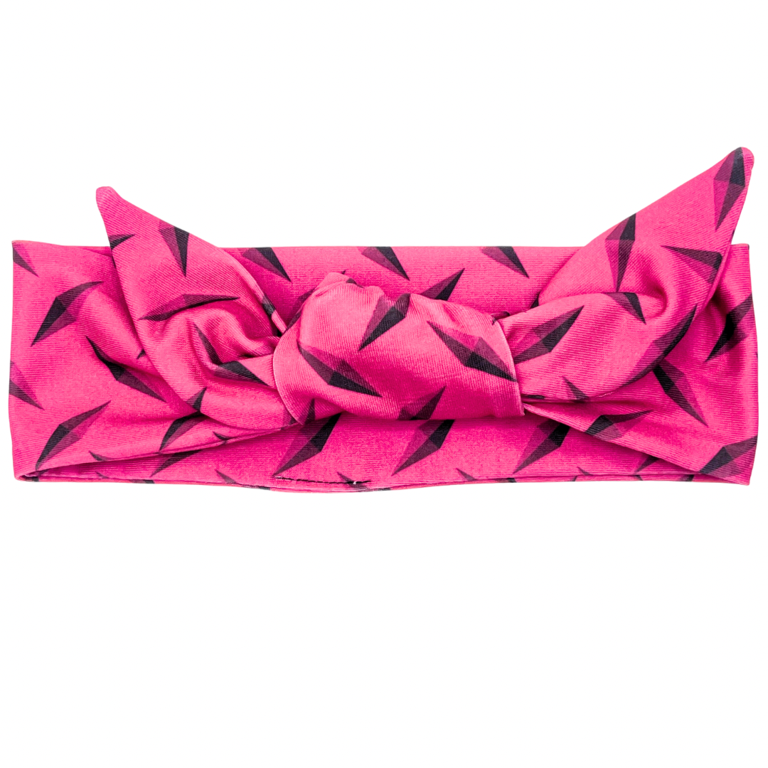 Diamond Plate - Hot Pink Adjustable Tie Headband