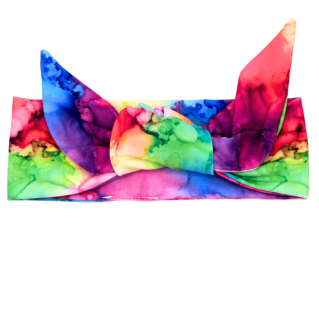 Watercolor Tie Dye Adjustable Tie Headband