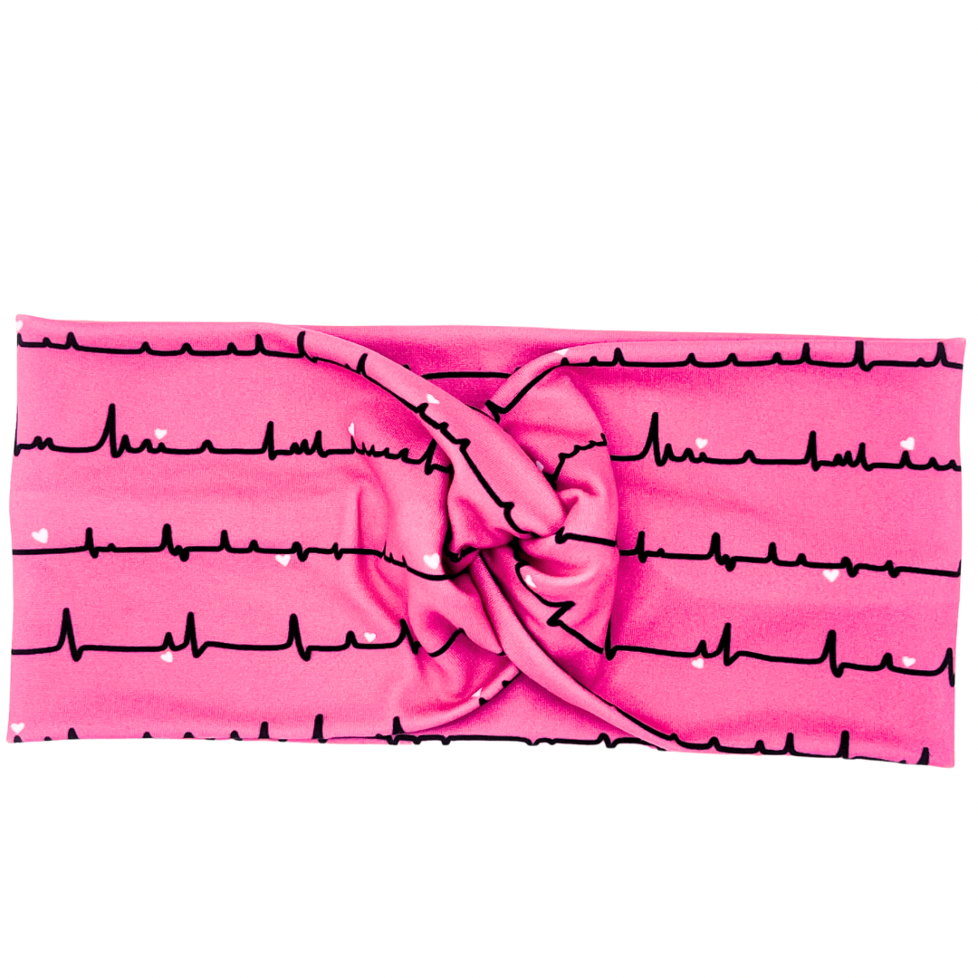 Hot Pink/Black Nurse Heartbeat Headband
