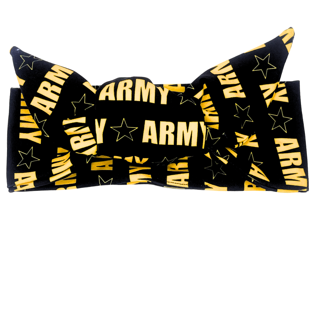 ARMY - Black Adjustable Tie Headband