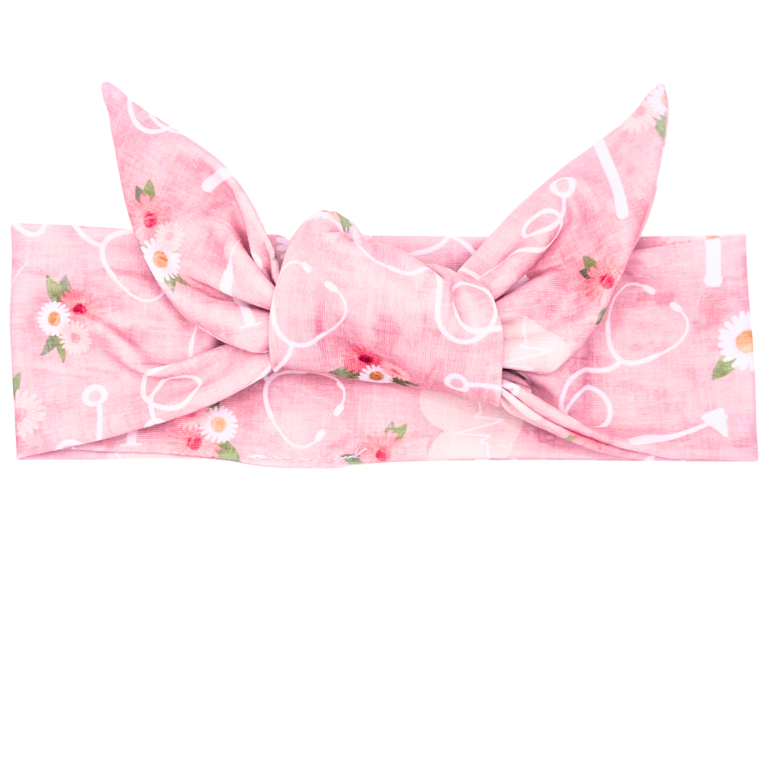 Hearts &amp; Healthcare - Pink Adjustable Tie Headband