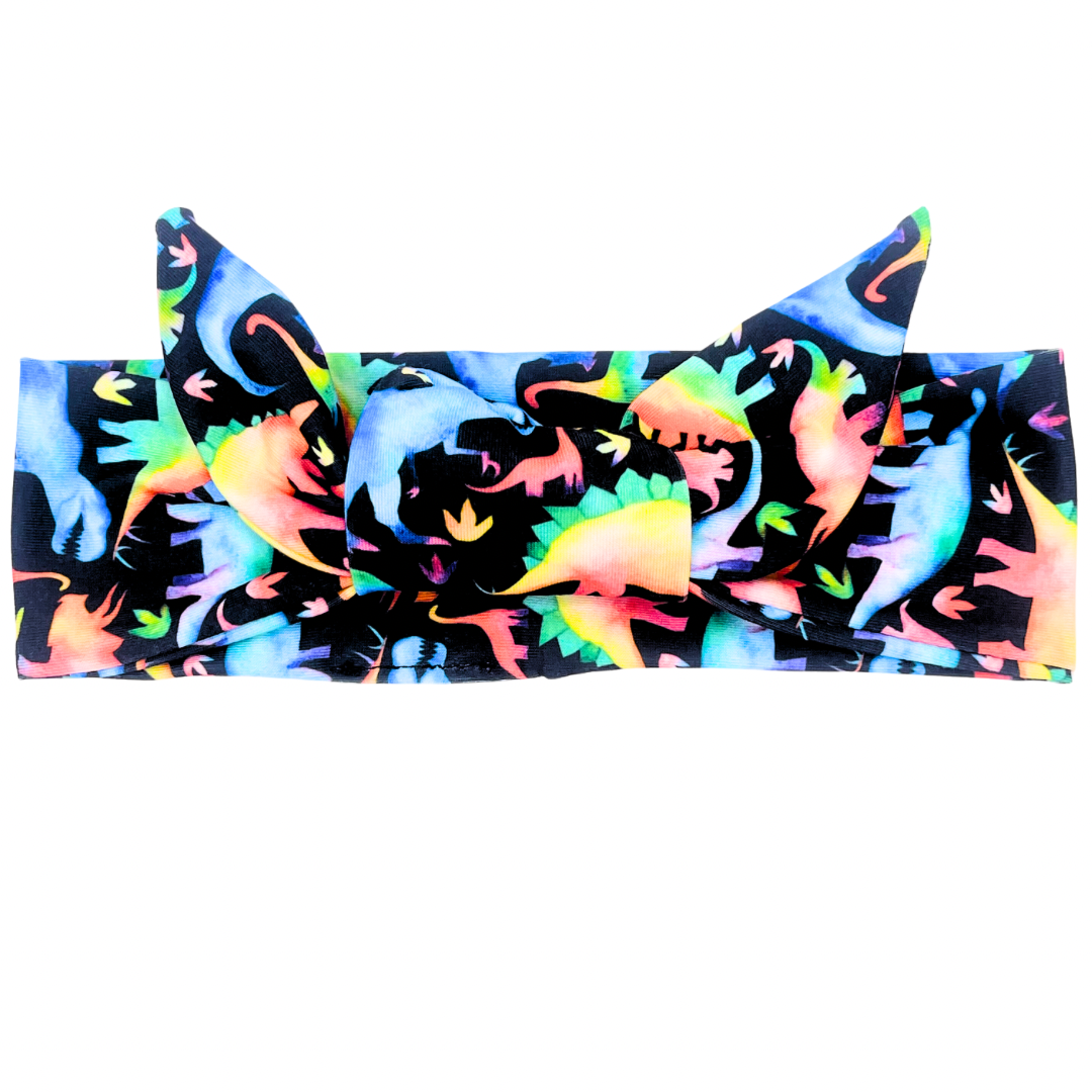 Colorful Dinos Adjustable Tie Headband