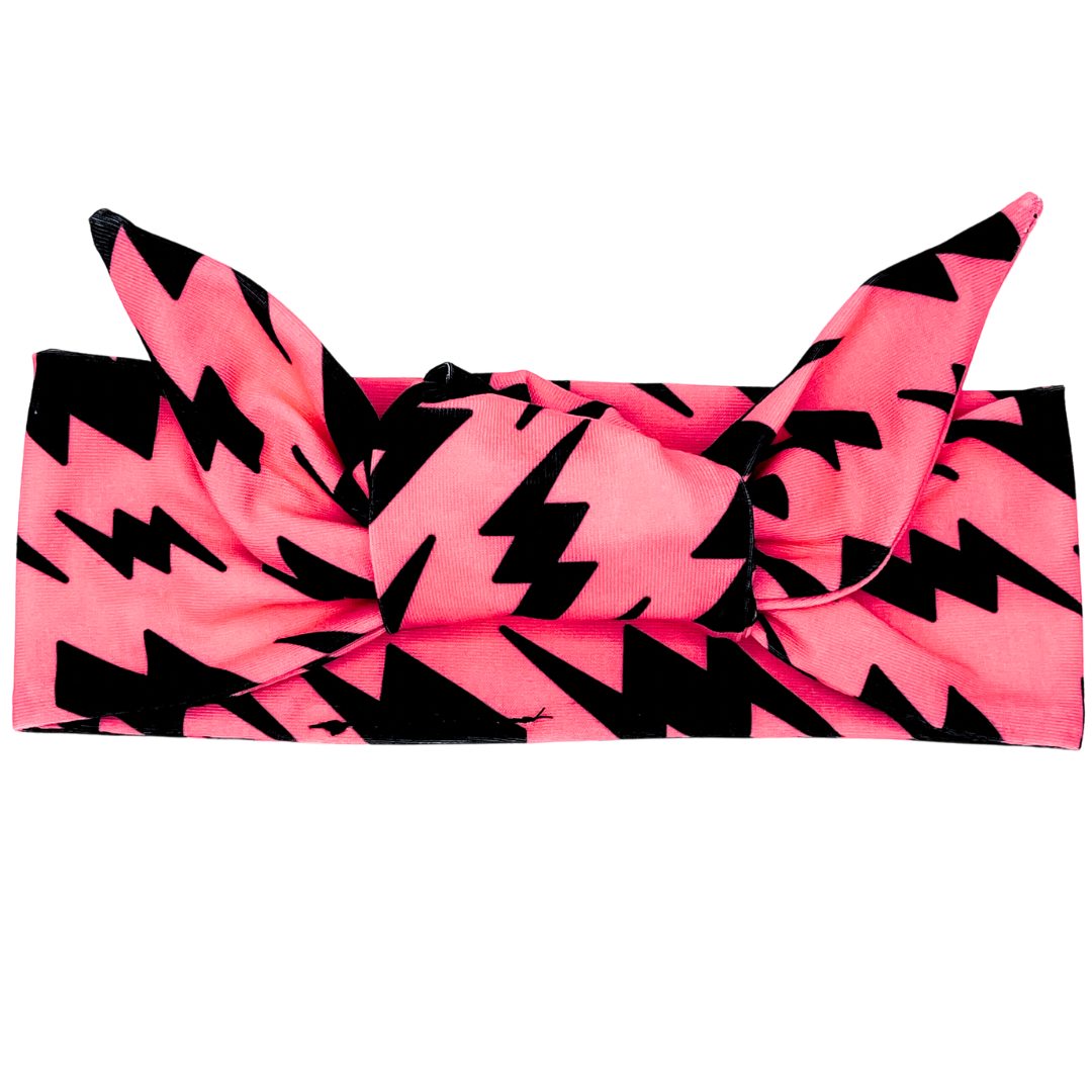 Lightning Bolts - Hot Pink Adjustable Tie Headband