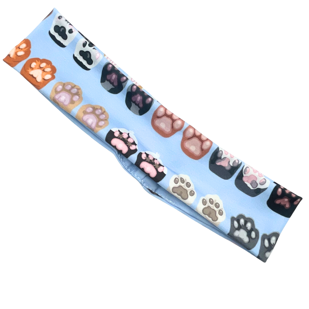 Cat Paws  - Light Blue Athletic Headband