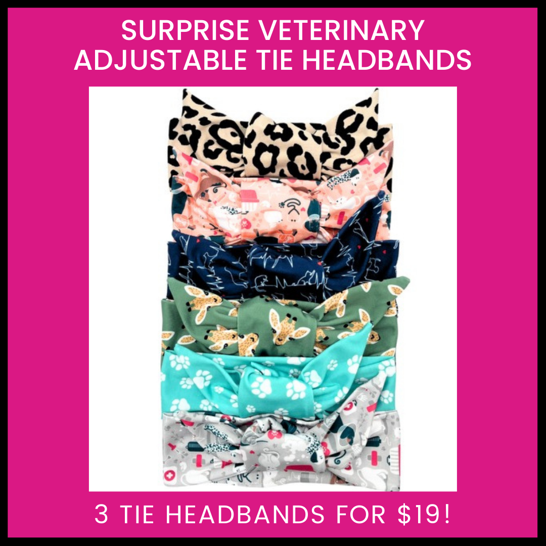 3 Surprise Vet Adjustable Tie Headbands