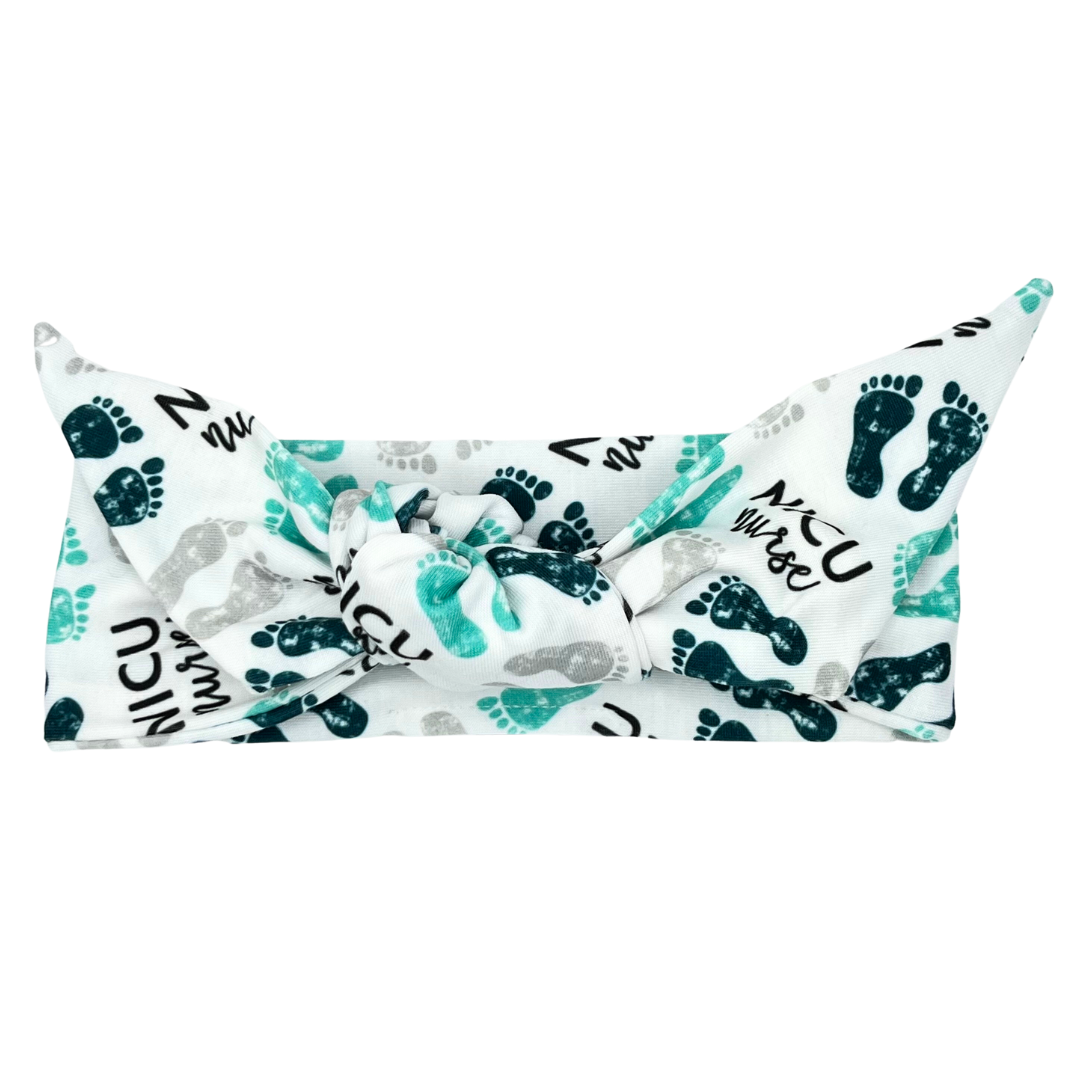 NICU Nurse Baby Feet Adjustable Tie Headband