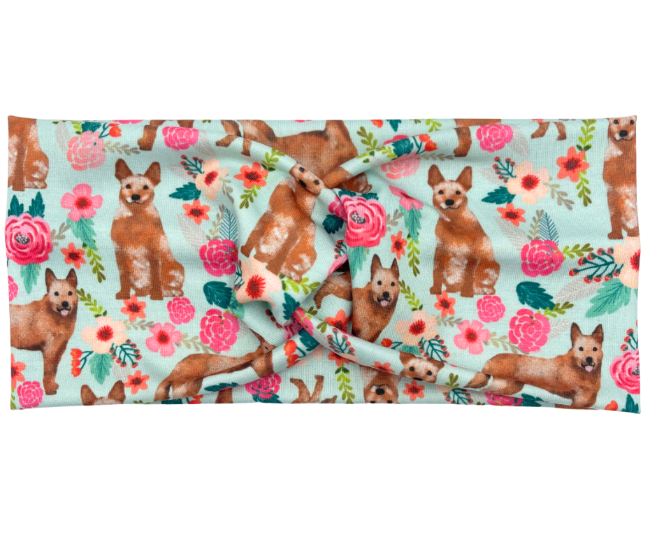 Floral Red Heelers Headband