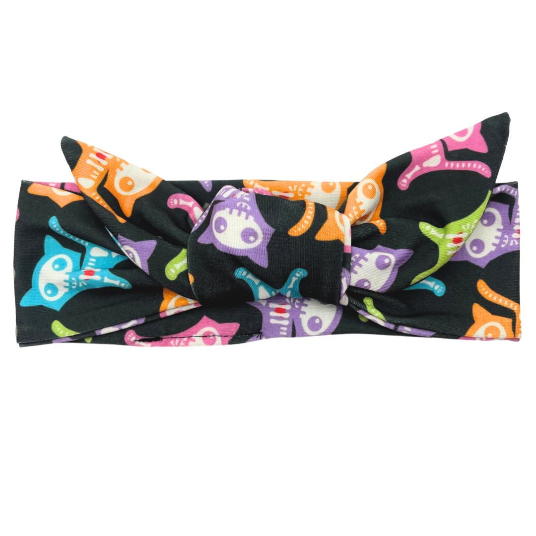 Colorful Cat Skeleton Adjustable Tie Headband