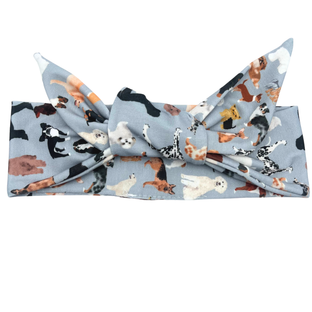 Lots of Dogs - Gray Adjustable Tie Headband