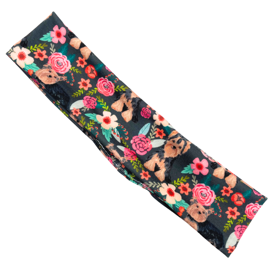 Yorkie Dogs - Floral Athletic Headband
