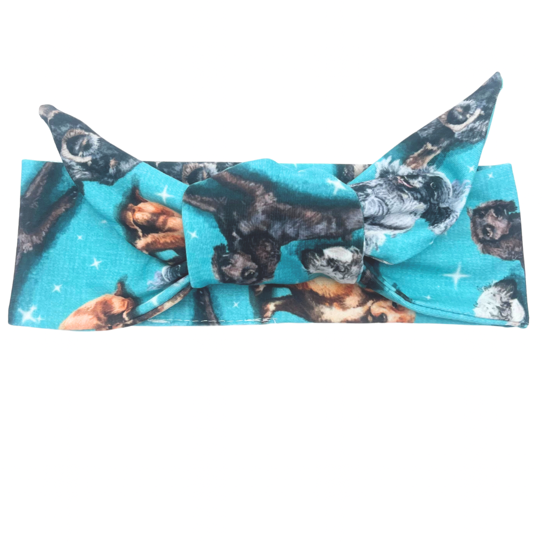 Cocker Spaniel Dogs - Blue Adjustable Tie Headband