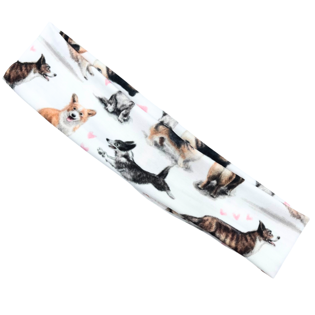 Corgies 🩷 - White Athletic Headband