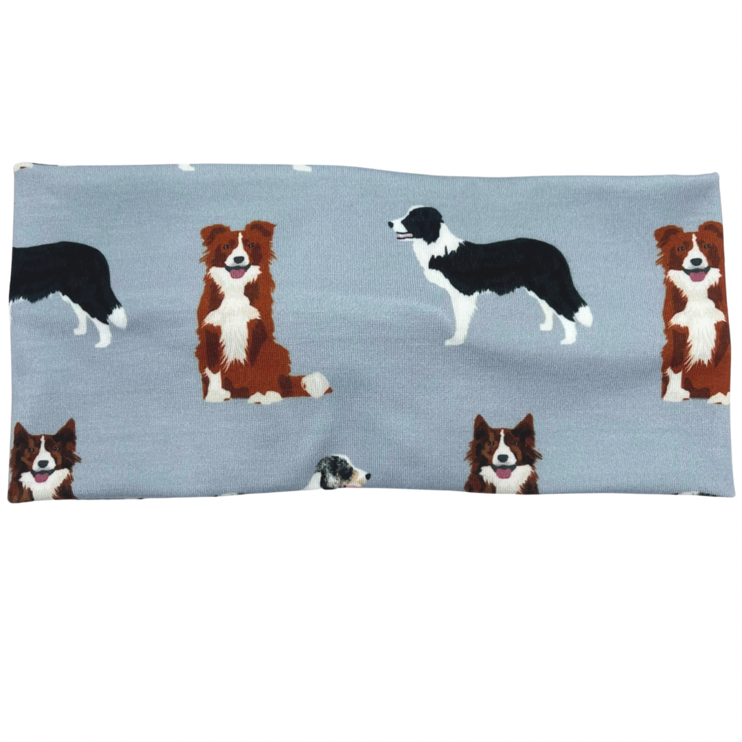 Border Collie Dogs - Light Gray Headband