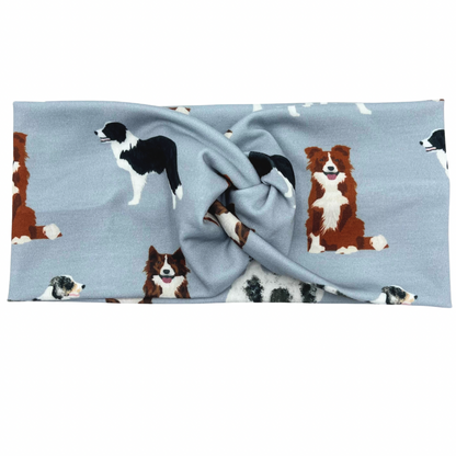 Border Collie Dogs - Light Gray Headband