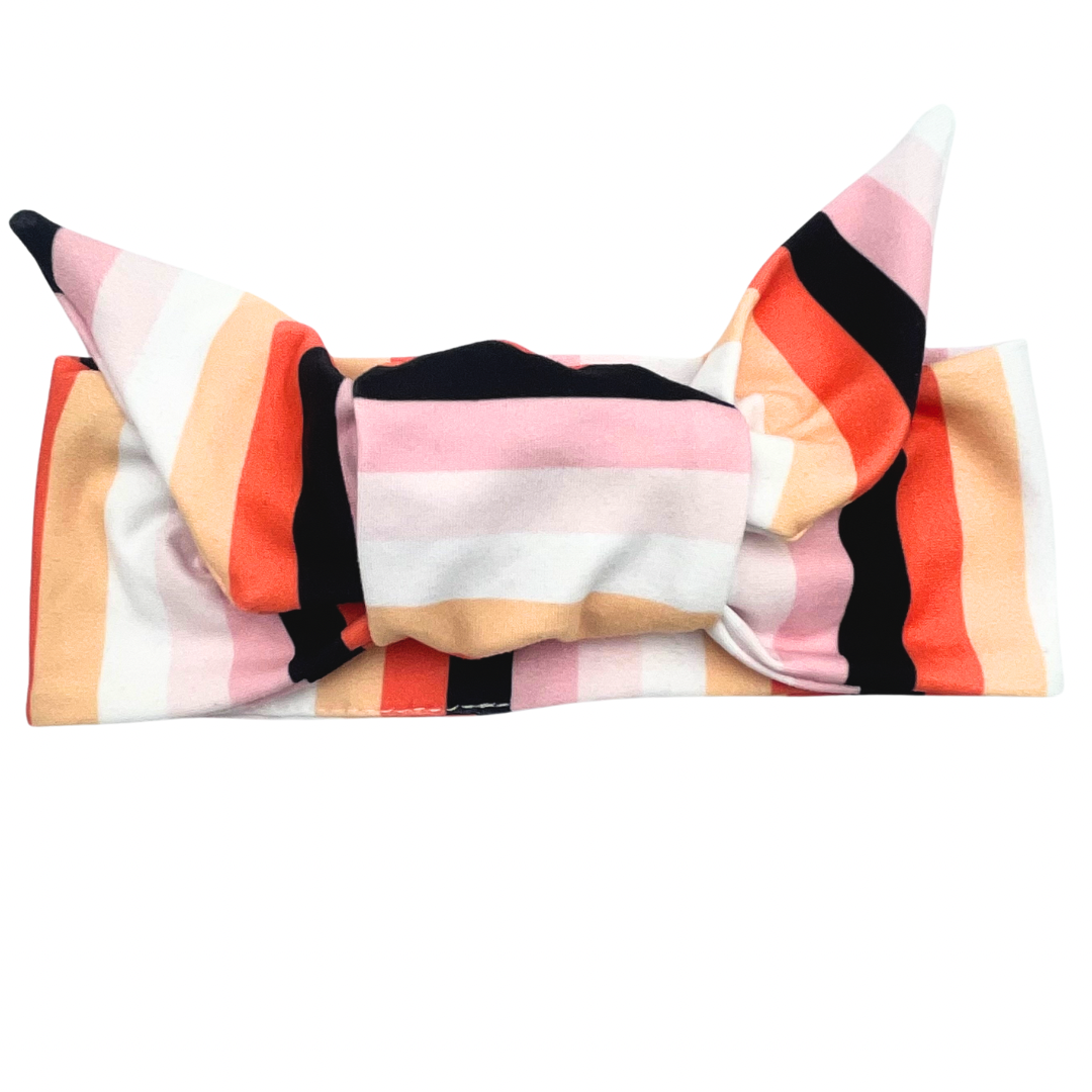 Pumpkin Patch Stripes Adjustable Tie Headband