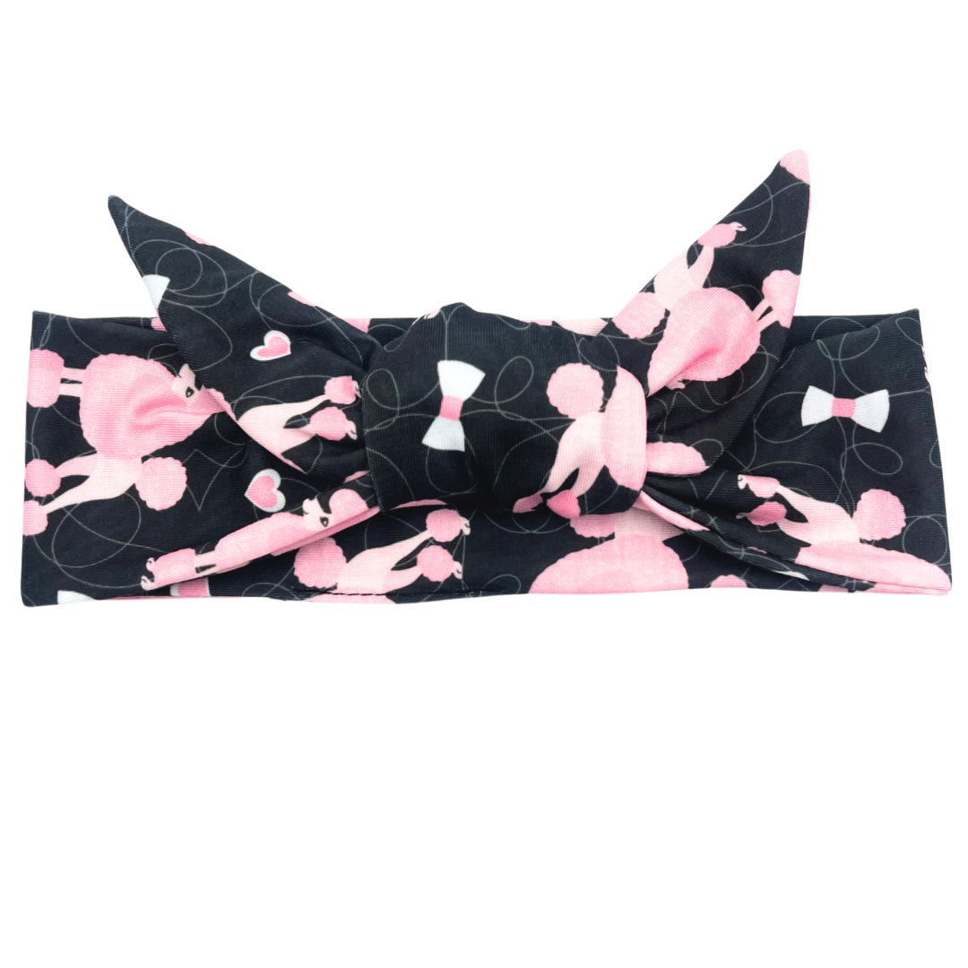 Pink Poodle Dogs - Adjustable Tie Headband