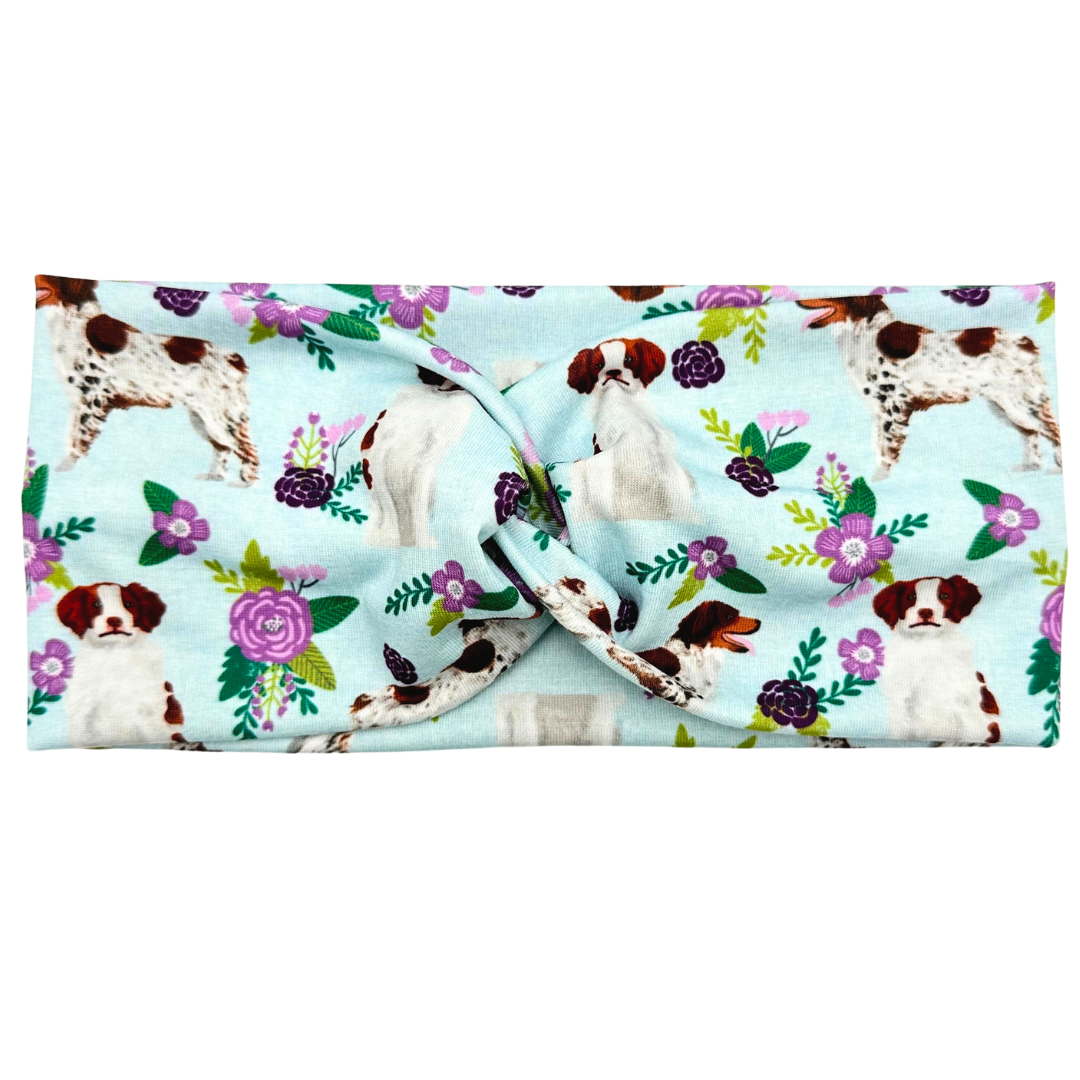 Floral Brittany Spaniel Dogs Headband