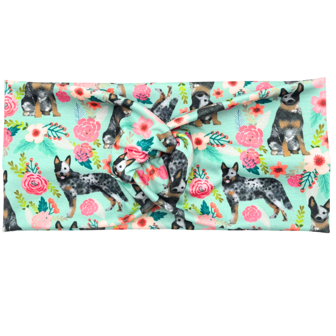 Floral Blue Heelers Headband