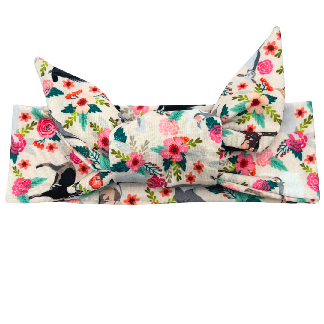 Floral Goats Adjustable Tie Headband